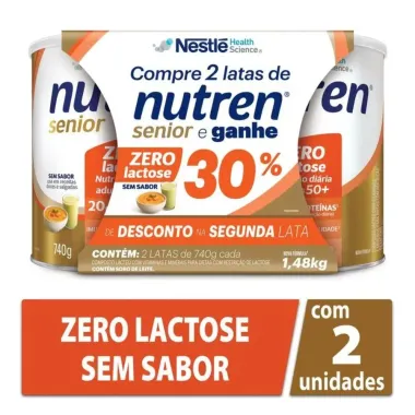 Nutren Senior Zero Lactose Sem Sabor 2 Unidades de 740g Cada