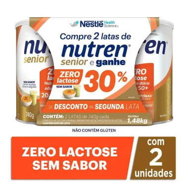 Nutren Senior Zero Lactose Sem Sabor 2 Unidades de 740g Cada