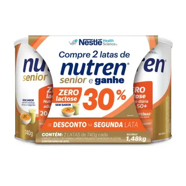 Nutren Senior Zero Lactose Sem Sabor 2 Unidades de 740g Cada