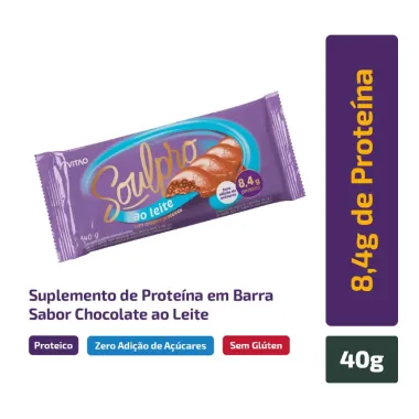 Chocolate Vitao Soulpro com Crispies Proteicos 8,4g de Proteína ao Leite 40g