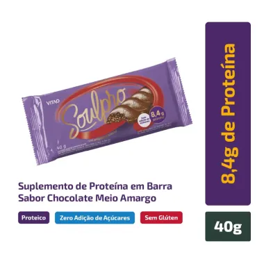 Chocolate Vitao Soulpro com Crispies Proteicos 8,4g de Proteína Meio Amargo 40g