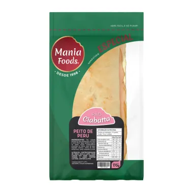 Sanduíche Mania Foods Pão Ciabatta Peito de Peru 170g