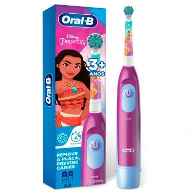 Escova Dental Infantil Oral-B Disney Princess Cores Sortidas + 2 Pilhas AA