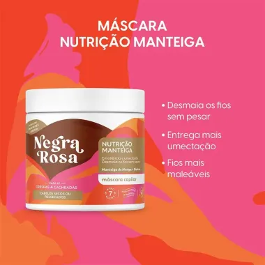 Máscara Capilar Negra Rosa Nutrição Manteiga 500g