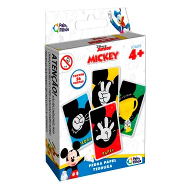 Jogo Pedra Papel Tesoura Pais e Filhos Michey Mouse 4+ Anos com 56 Cartas