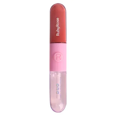 Batom Líquido e Gloss Ruby Rose Duo MOOD Cor LD02 HBF5682 com 9,6g