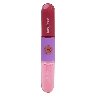 Batom Líquido e Gloss Ruby Rose Duo MOOD Cor LD04 HBF5694 com 9,6g