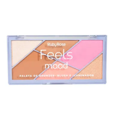 Paleta de Bronzer Blush e Iluminador Ruby Rose Feels Mood HB-75281