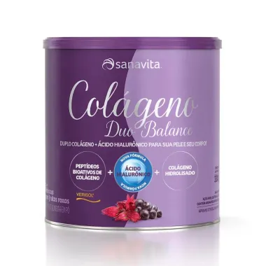 Colágeno Duo Balance Sanavita Sabor Hibiscus e Frutas Roxas 330g