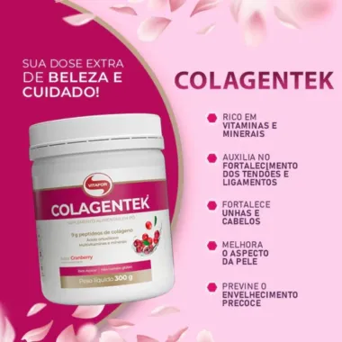 Colagentek Suplemento Alimentar Em Pó Sabor Cranberry 300g