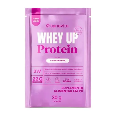Whey UP Protein Sanavita Isolado Concentrado e Hidrolisado Sabor Chocobelga com 22g de Prote&iacute;na Sach&eacute; 30g