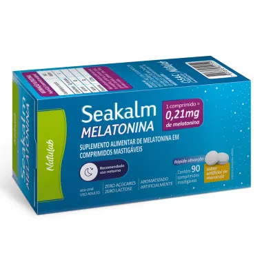 Seakalm Melatonina 0,21mg Sabor Maracujá com 90 Comprimidos Mastigáveis