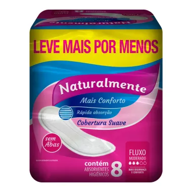 Absorvente Naturalmente Mais Conforto Suave Sem Abas 8 Unidades Leve Mais Por Menos