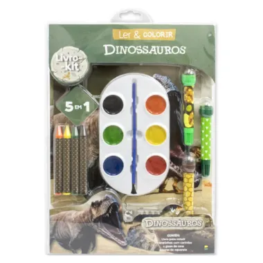 Livro Ler e Colorir Kit 5 em 1 Dinossauros