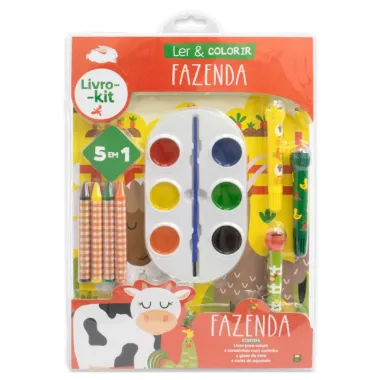 Livro Ler e Colorir Kit 5 em 1 Fazenda