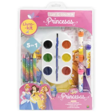 Livro Ler e Colorir Kit 5 em 1 Princesas