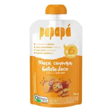 Papinha Papapá Orgânica Maçã, Cenoura, Batata-Doce 100g