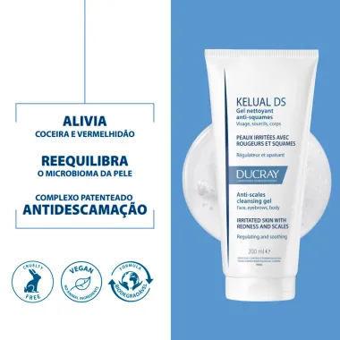 Gel de Limpeza Facial Kelual DS Ducray Anti-descamação 200ml