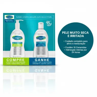 Kit Cetaphil Pro AD Restoraderm Loção Hidratante e Sabonete Líquido 295ml Cada