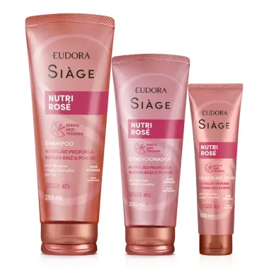 Kit Siàge Nutri Rosé Shampoo 250ml Condicionador 200ml e Leave-in 100ml