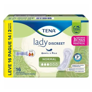 Absorvente Tena Lady Discreet Normal para Incontinência Urinária Pague 16 e Leve 14 Unidades