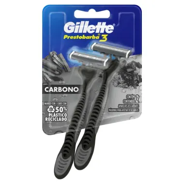 Aparelho Gillette Prestobarba 3 Carbono com 2 Unidades