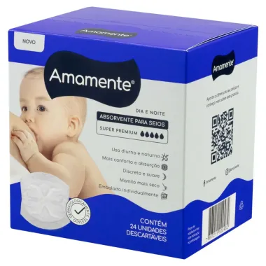 Absorvente para Seios Amamente Dia e Noite Contém 24 Unidades