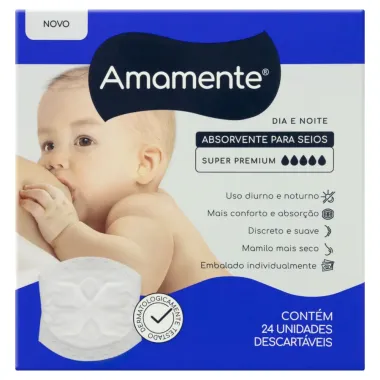 Absorvente para Seios Amamente Dia e Noite Contém 24 Unidades