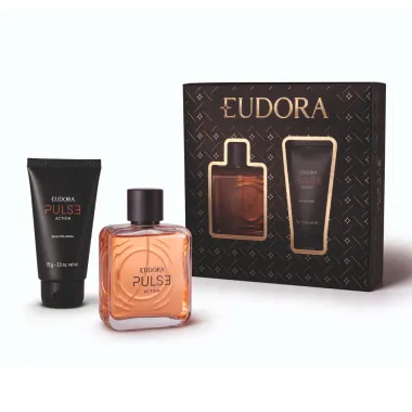 Estojo Eudora Pulse Action Desodorante Colônia e Balm Pós Barba Dia dos Pais