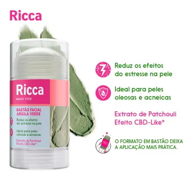 Bastão Facial Ricca Magic Stick Argila Verde