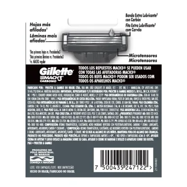 Carga para Aparelho de Barbear Gillette Mach3 Carbono 8 Unidades