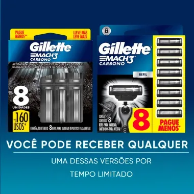 Carga para Aparelho de Barbear Gillette Mach3 Carbono 8 Unidades