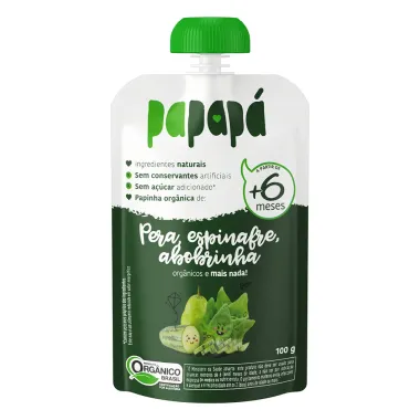 Papinha Papapá Orgânica Pera Espinafre Abobrinha 100g