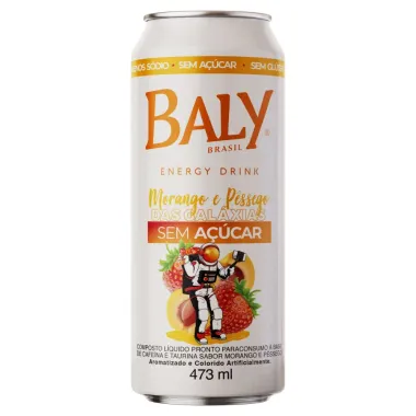 Energético Baly Morango e Pêssego das Galáxias Zero Açúcar 473ml