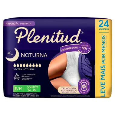 Roupa Íntima Plenitud Noturna Unissex Tamanho P/M 24 Unidades Descartável Leve Mais Por Menos