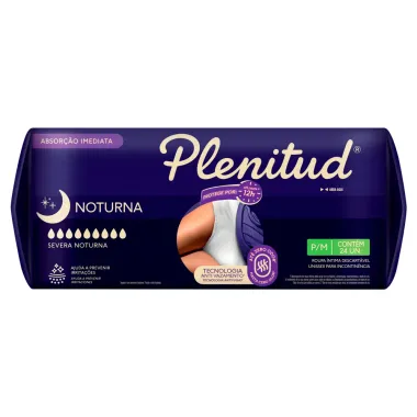 Roupa Íntima Plenitud Noturna Unissex Tamanho P/M 24 Unidades Descartável Leve Mais Por Menos