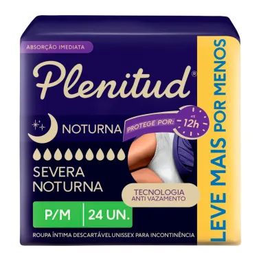Roupa Íntima Plenitud Noturna Unissex Tamanho P/M 24 Unidades Descartável Leve Mais Por Menos