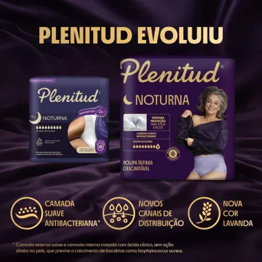 Roupa &Iacute;ntima Plenitud Noturna Tamanho P/M 24 Unidades Descart&aacute;veis Leve Mais Por Menos