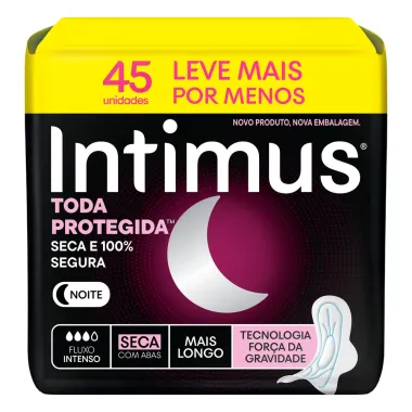 Absorvente Intimus Toda Protegida Noturno Seca com Abas 45 Unidades Leve Mais Por Menos