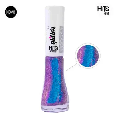 Esmalte Hits 5Free Glitter Cor Diamante Violeta 8ml