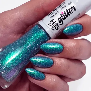 Esmalte Hits 5Free Glitter Cor Diamante Oceano 8ml