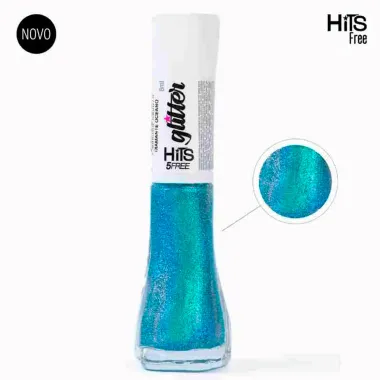 Esmalte Hits 5Free Glitter Cor Diamante Oceano 8ml