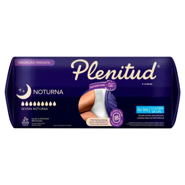 Roupa Íntima Plenitud Noturna Unissex Tamanho G/XG 24 Unidades Descartável Leve Mais Por Menos