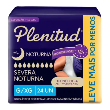 Roupa &Iacute;ntima Plenitud Noturna Unissex Tamanho G/XG 24 Unidades Descart&aacute;vel Leve Mais Por Menos