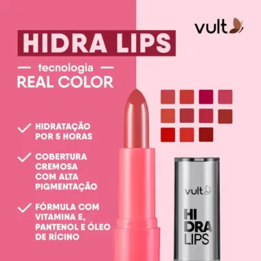 Batom Vult Cremoso Marrom Mascavo Hidra Lips 3,6g