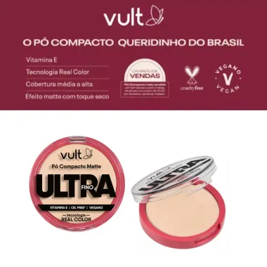 Pó Compacto Vult Matte Ultrafino Cor V420 9g