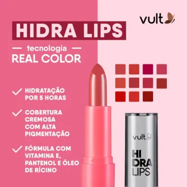 Batom Vult Cremoso Quartzo Rosa Hidra Lips 3,6g