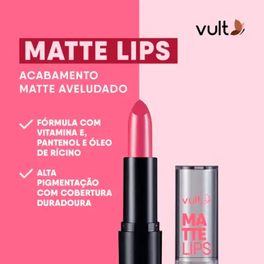 Batom Vult Matte Lips Cor Rosa Magenta 3,8g