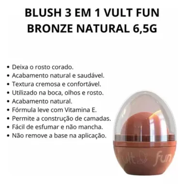 Blush Vult Fun 3 em 1 Cor Bronze Natural 6,5g