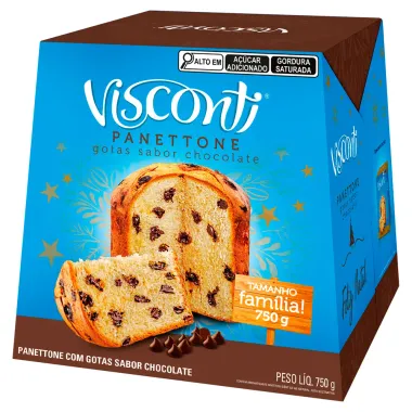 Panettone Visconti Gotas de Chocolate Tamanho Família 750g